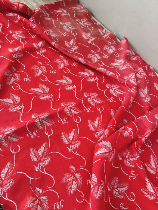 Red ticking with vine leaves. Spain c.1940 - Lot of 4 pieces