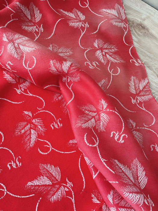 Red ticking with vine leaves. Spain c.1940 - Lot of 4 pieces