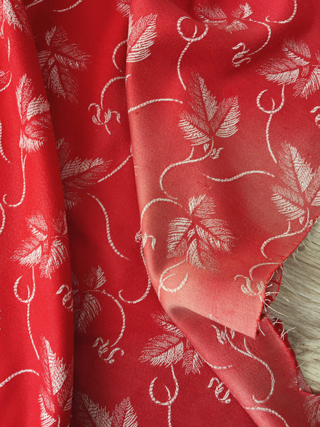 Red Floral Small Scale Antique European Ticking Fabric Recovered Panels REC-DA-ROJO-037 - Ticking Depot