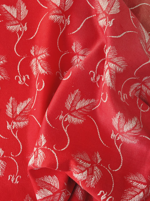 Red ticking with vine leaves. Spain c.1940 - Lot of 4 pieces