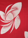 Red ticking with abstract flowers. Spain c.1950 - 4.2 meters