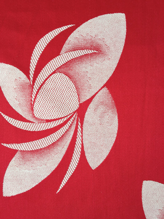 Red ticking with abstract flowers. Spain c.1950 - 4.2 meters