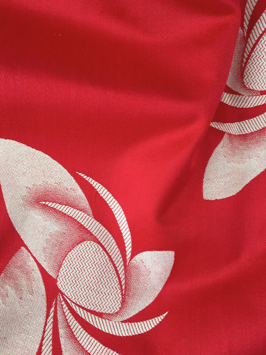 Red ticking with abstract flowers. Spain c.1950 - 4.2 meters