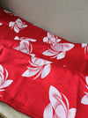 Red ticking with abstract flowers. Spain c.1950 - 4.2 meters