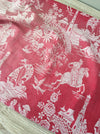 Red chinoiserie ticking. Spain c.1900 - Lot of 3 pieces