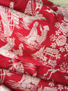 Red chinoiserie ticking. Spain c.1900 - Lot of 3 pieces