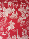 Red chinoiserie ticking. Spain c.1900 - Lot of 3 pieces