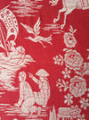 Red chinoiserie ticking. Spain c.1900 - Lot of 3 pieces