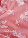 Cherry blossom and swallows in pink ticking. Spain c.1900 - Lot of 2 pieces