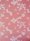 Cherry blossom and swallows in pink ticking. Spain c.1900 - Lot of 2 pieces