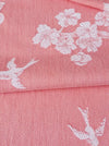 Cherry blossom and swallows in pink ticking. Spain c.1900 - Lot of 2 pieces