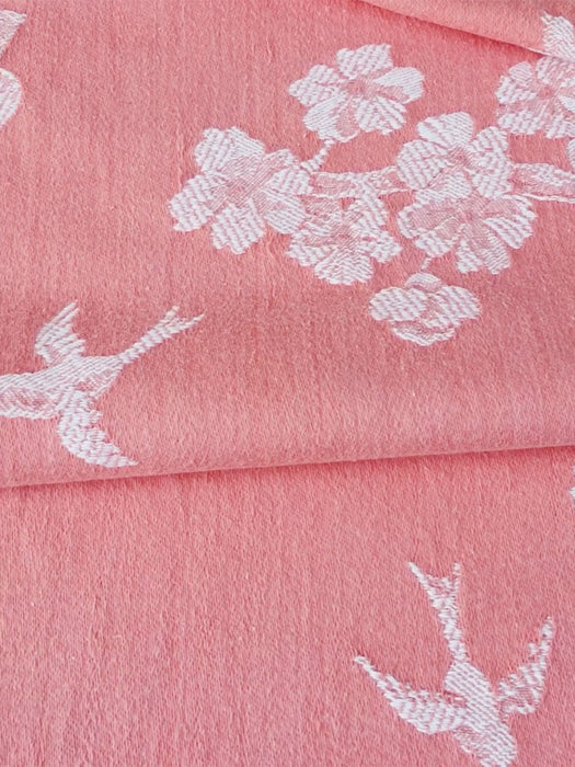 Cherry blossom and swallows in pink ticking. Spain c.1900 - Lot of 2 pieces