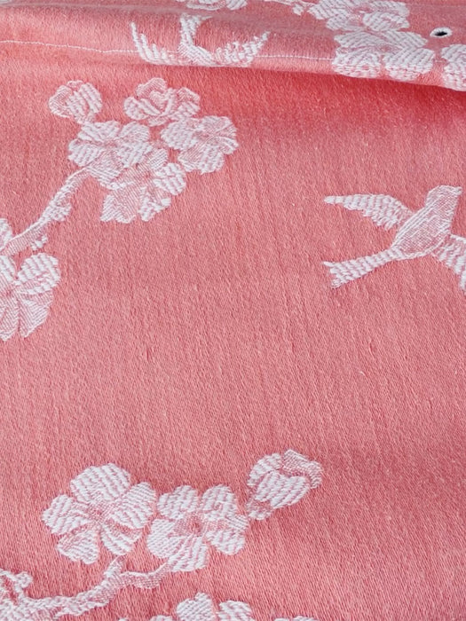 Cherry blossom and swallows in pink ticking. Spain c.1900 - Lot of 2 pieces