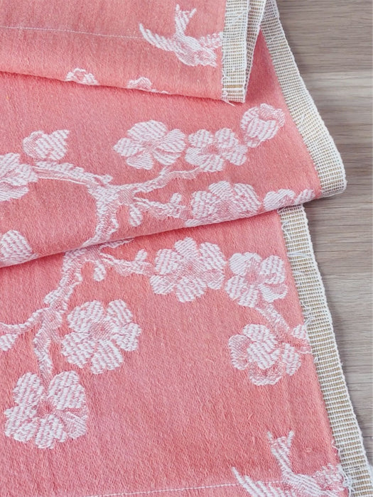 Cherry blossom and swallows in pink ticking. Spain c.1900 - Lot of 2 pieces