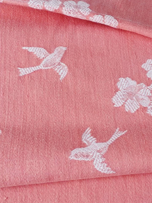 Cherry blossom and swallows in pink ticking. Spain c.1900 - Lot of 2 pieces