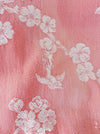 Cherry blossom and swallows in pink ticking. Spain c.1900 - 105×108 cm