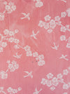 Cherry blossom and swallows in pink ticking. Spain c.1900 - 105×108 cm