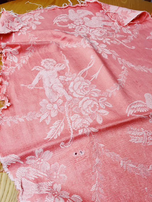 Pink Cupids Antique European Ticking Fabric Recovered Panels REC-DA-ROSA-004 - Ticking Depot