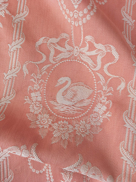 Pink Birds Antique European Ticking Fabric Recovered Panels REC-DA-ROSA-006B - Ticking Depot