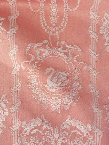 Pink Birds Antique European Ticking Fabric Recovered Panels REC-DA-ROSA-006D - Ticking Depot