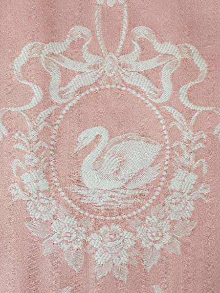 Pink Birds Antique European Ticking Fabric Recovered Panels REC-DA-ROSA-006 - Ticking Depot