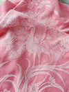 Birds and flowers in pink ticking. Spain c.1930 - 130×167 cm