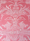 Birds and flowers in pink ticking. Spain c.1930 - 130×167 cm