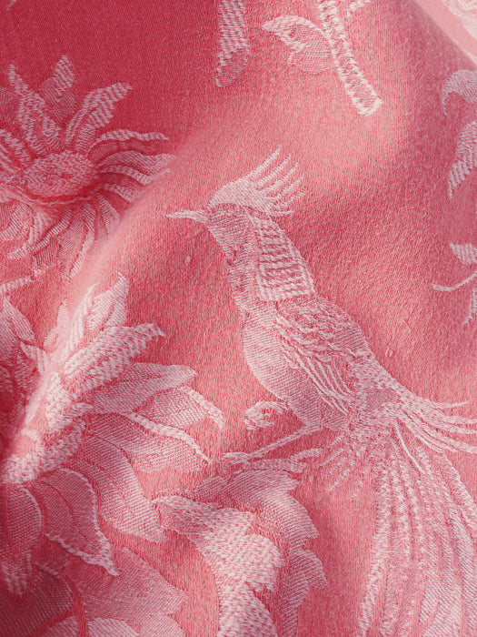 Exotic bird in pink ticking. Spain c.1930 - 62×80 cm
