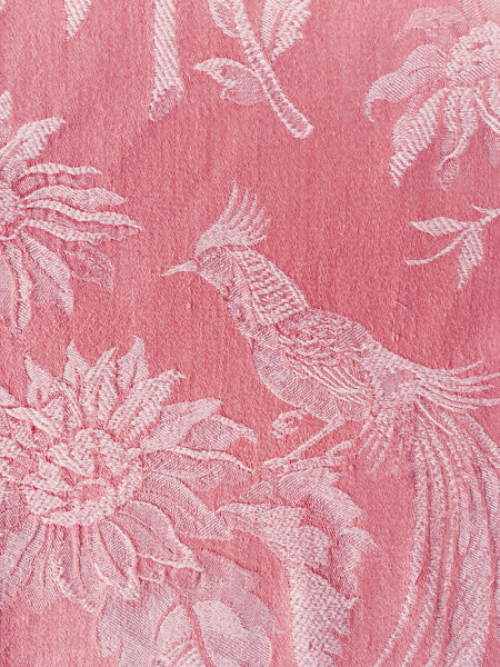 Pink Birds Antique European Ticking Fabric Recovered Panels REC-DA-ROSA-008 - Ticking Depot