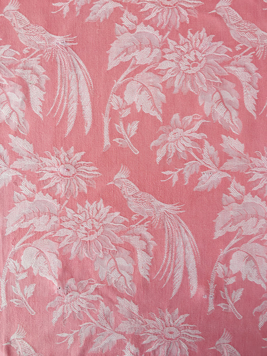 Exotic bird in pink ticking. Spain c.1930 - 62×80 cm