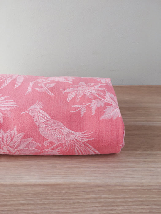 Exotic bird in pink ticking. Spain c.1930 - 62×80 cm