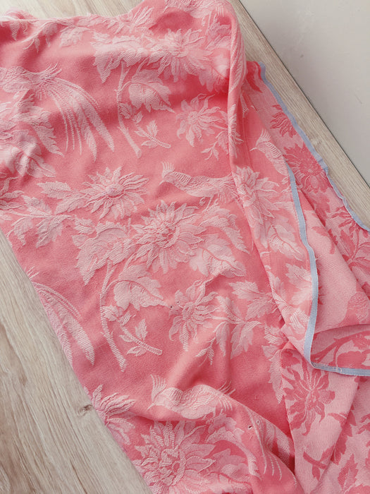 Exotic bird in pink ticking. Spain c.1930 - 62×80 cm