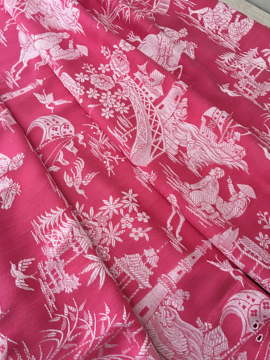 Chinoiserie ticking in pink. Spain c.1950 - 112 cm × 3.96 meters