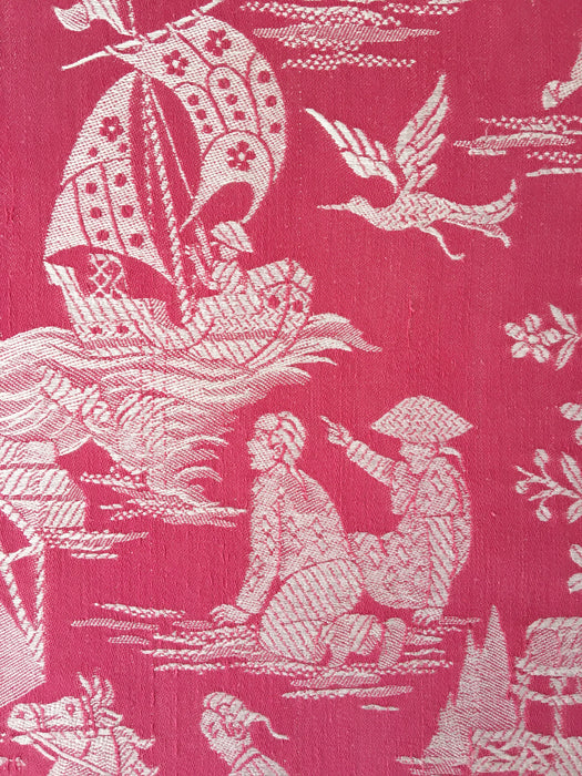 Chinoiserie ticking in pink. Spain c.1950 - 112 cm × 3.96 meters