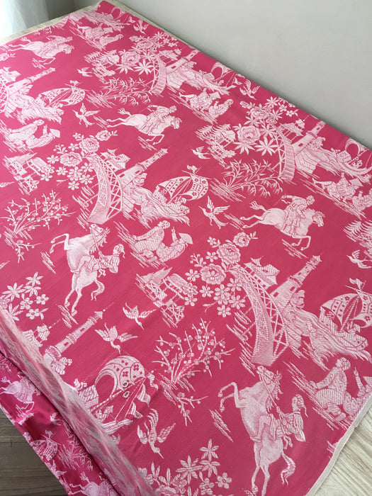 Chinoiserie ticking in pink. Spain c.1950 - 112 cm × 3.96 meters