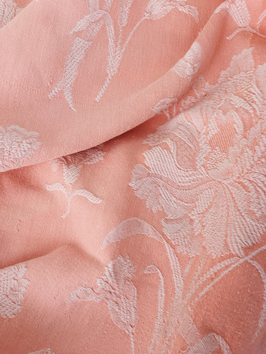 Soft pink ticking with flowers. Spain c.1950 - 68×196 cm