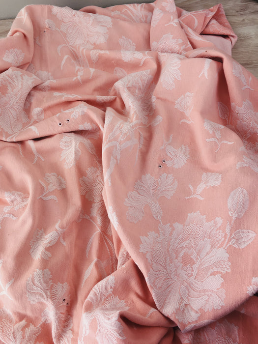 Soft pink ticking with flowers. Spain c.1950 - 68×196 cm