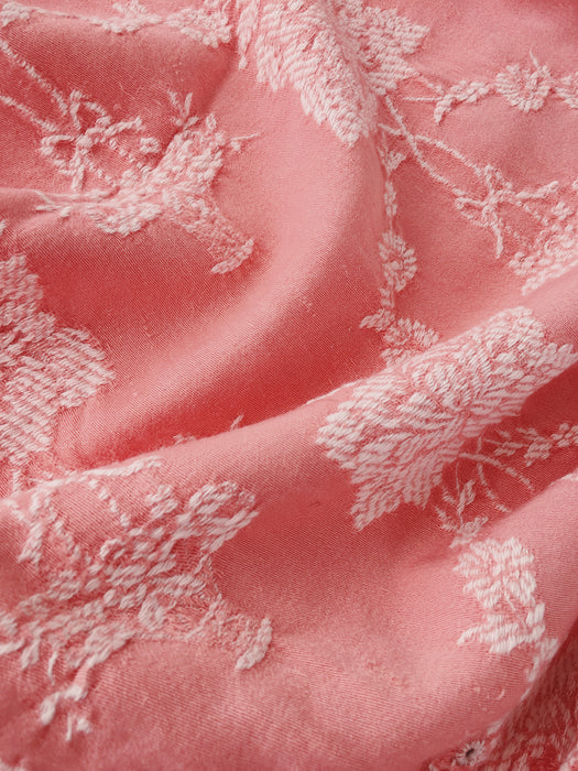 Pink ticking with flower baskets. Spain c.1950 - Lot of 2 pieces