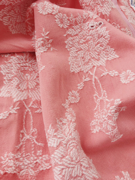 Pink Floral Antique European Ticking Fabric Recovered Panels REC-DA-ROSA-013 - Ticking Depot