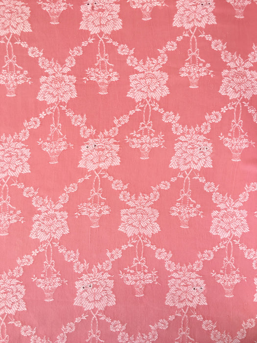 Pink ticking with flower baskets. Spain c.1950 - Lot of 2 pieces