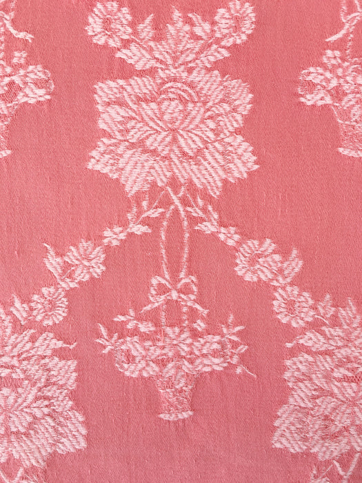 Pink ticking with flower baskets. Spain c.1950 - Lot of 2 pieces