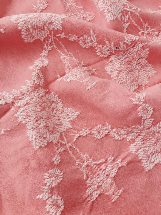 Pink ticking with flower baskets. Spain c.1950 - Lot of 2 pieces