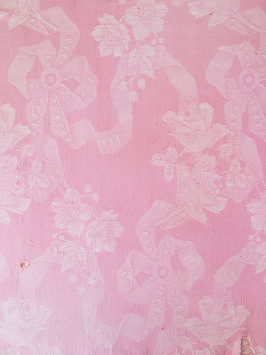 Pink ticking with large flowers. Spain c.1920 - 70×105 cm