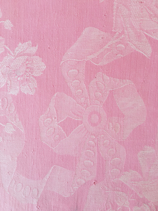 Pink ticking with large flowers. Spain c.1920 - 70×105 cm