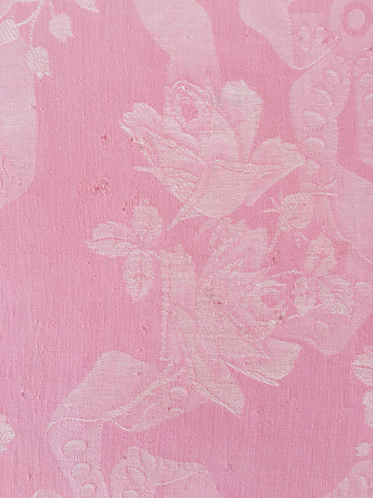 Pink ticking with large flowers. Spain c.1920 - 70×105 cm