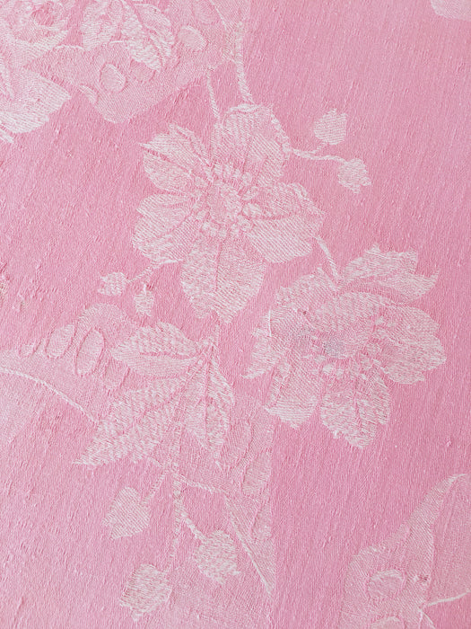 Pink ticking with large flowers. Spain c.1920 - 70×105 cm