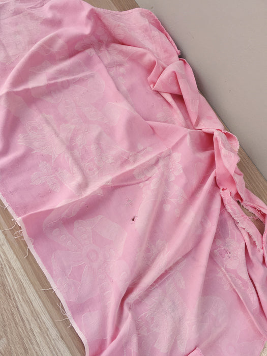 Pink ticking with large flowers. Spain c.1920 - 70×105 cm