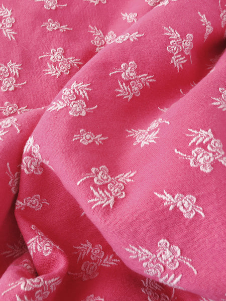 Pink Small Scale Floral Antique European Ticking Fabric Recovered Panels REC-DA-ROSA-018 - Ticking Depot