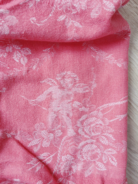Pink Cupids Antique European Ticking Fabric Recovered Panels REC-DA-ROSA-020B - Ticking Depot