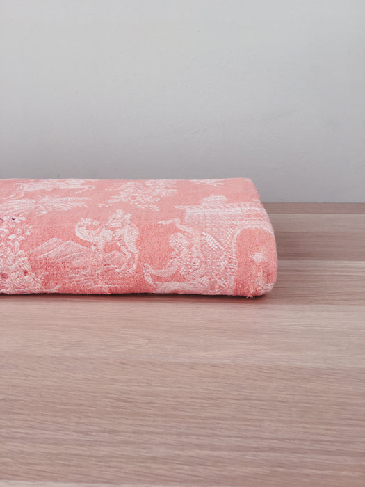 Rose pink ticking with dancer and musician. Spain c.1950 - Lot of 2 pieces